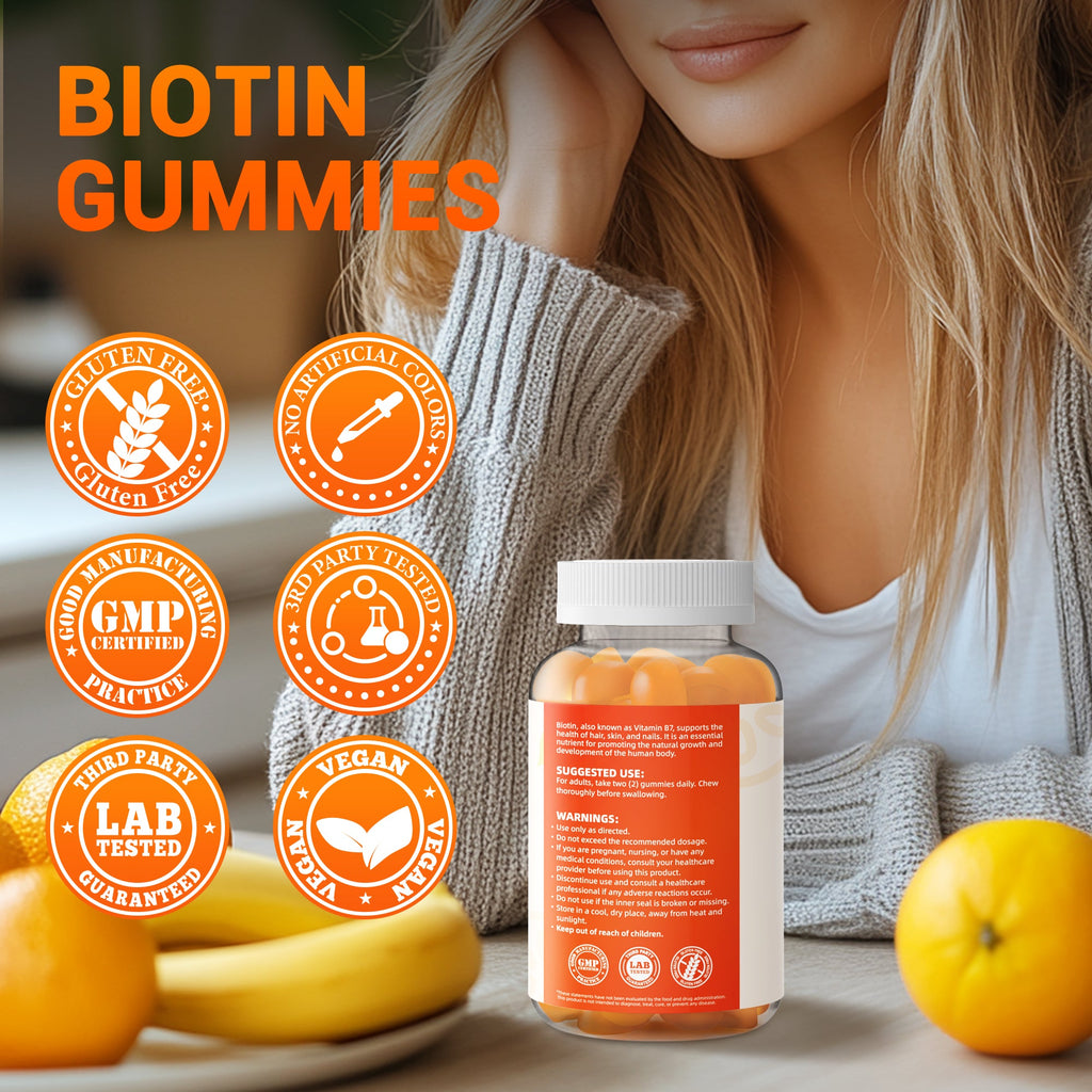 I Love Health Biotin Gummies for Hair, Skin & Nails - 2500mcg Biotin with Vitamin C & E - Natural Orange Flavor, 60 Gummies (30 Servings) - Gluten-Free, Vegan, CGMP Certified, Made in USA, 3rd Party Lab Tested