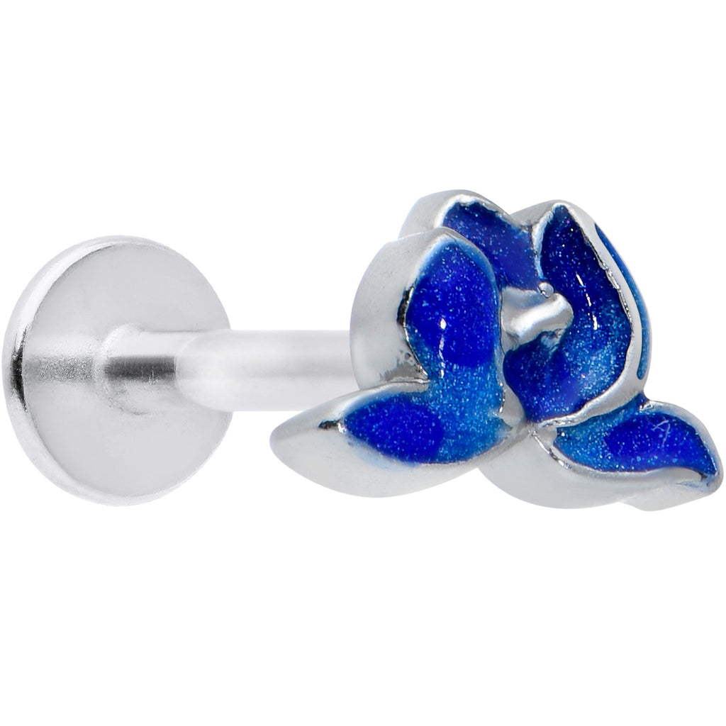 16G 5/16 Lovely Blue Lotus Flower Labret Monroe Tragus